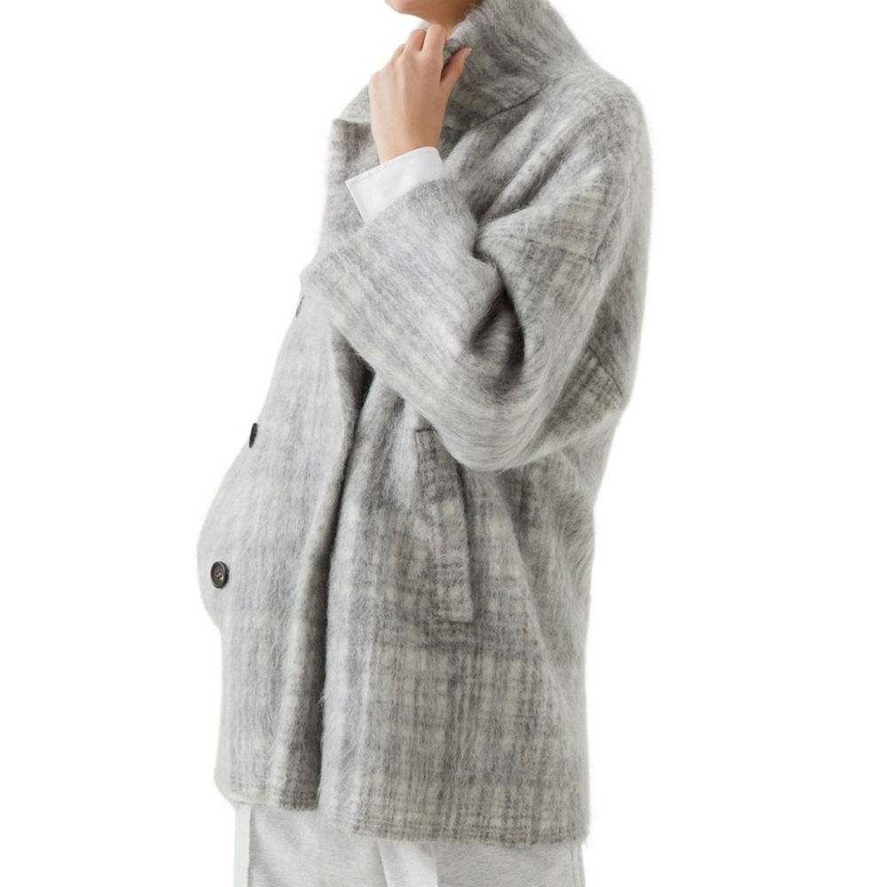 Women's Gray Plaid Coat